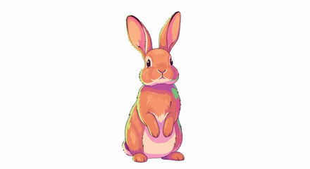 Fototapeta premium Cute Orange Rabbit Illustration Standing Upright.