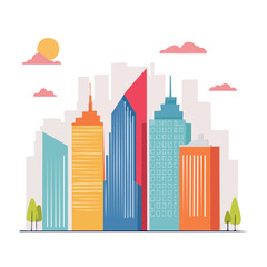 Obraz premium Flat design city skyline vector illustration