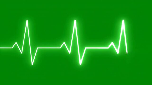 EKG heart monitor waveform pulsing with green light on black background seamless loop for medical concepts
