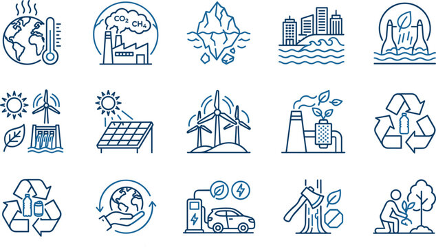 Business strategy and growth line icon set featuring target marketing charts lightbulb puzzle cube structure and success keys