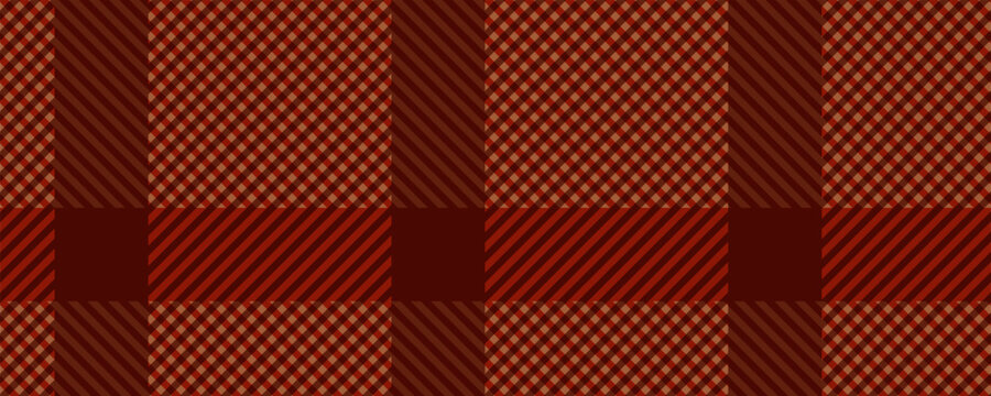 Brown plaid pattern with seamless checkered design. Traditional Scottish tartan fabric texture perfect for autumn shirts and cozy seasonal backgrounds.