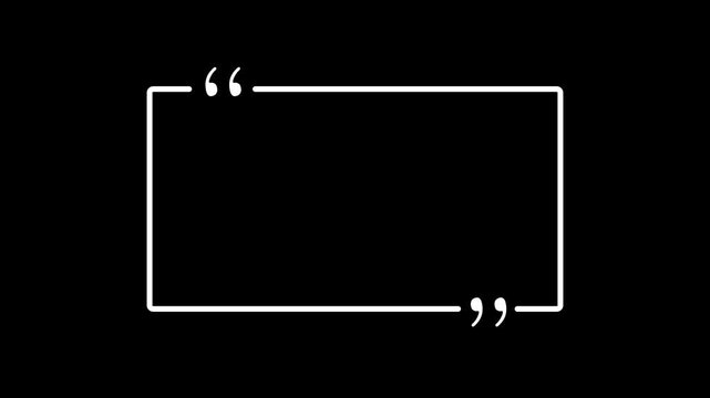 Text quote sign. Black Icon with long shadow with White screen background. Quotes Box Icon, Flat Sign & Trendy Symbol. Quotes form and speech box isolated.4k motion graphics video animation
