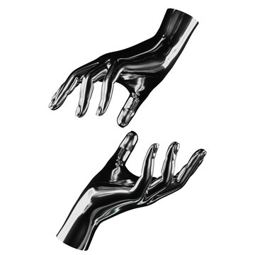 hand arm robot 3d futuristic chromatic metallic glossy steel sci-fi cyberpunk y2k element