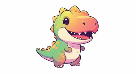 Obraz premium Cute Cartoon Dinosaur Character Illustration.