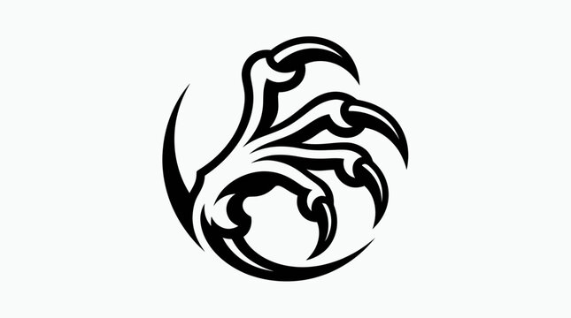 Sharp monster claw with curved talons in a stylized tribal design