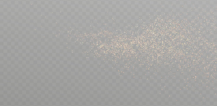 Transparent png gold sparkles dust particles overlay with glowing golden light effect on isolated white background abstract shining sparkle bokeh festive decoration vector illustration atomization