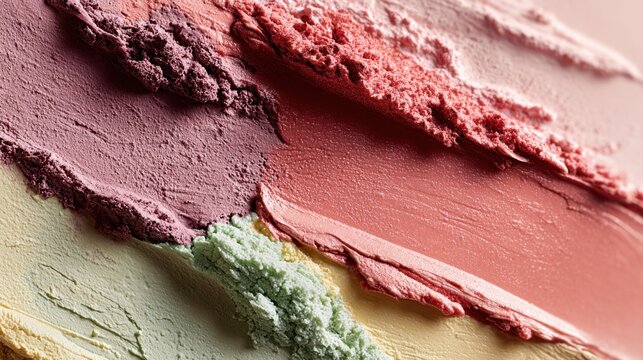Colorful, textured ice creams