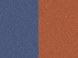 Fototapeta premium Blue and orange carpet textures split down the center. Soft fibers create a subtle, uniform surface. Texture contrast enhances visual interest. Ideal for interior design or flooring projects