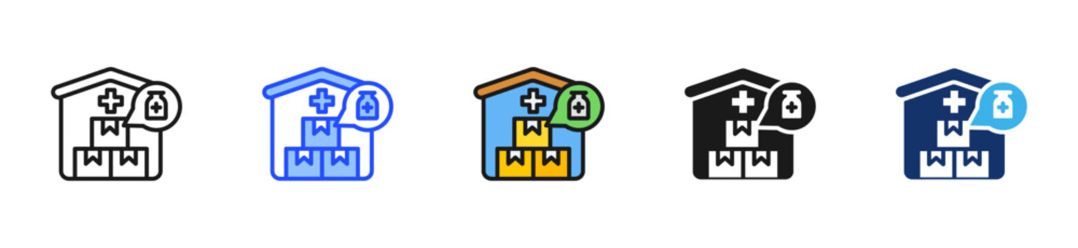 Distribution Hub Icon Collection With Multiple Styles