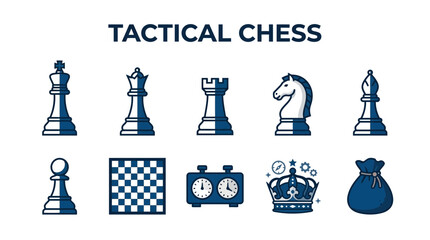 Tactical Chess Set Icons and Elements Collection. © Jesica
