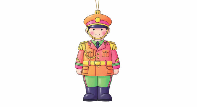 Cartoon Military Officer Ornament.