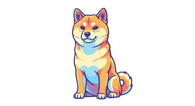 Cute Shiba Inu Dog Sitting Portrait Illustration.