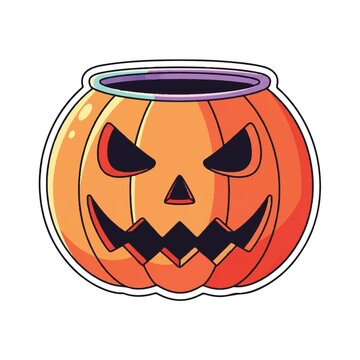 Spooky Halloween Jack O Lantern Candy Bucket Illustration.