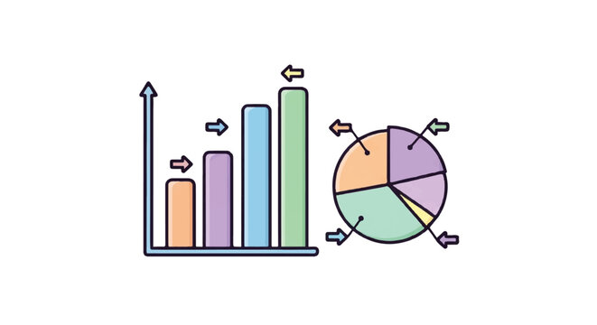 Bar Chart and Pie Chart Data Visualization Icons.