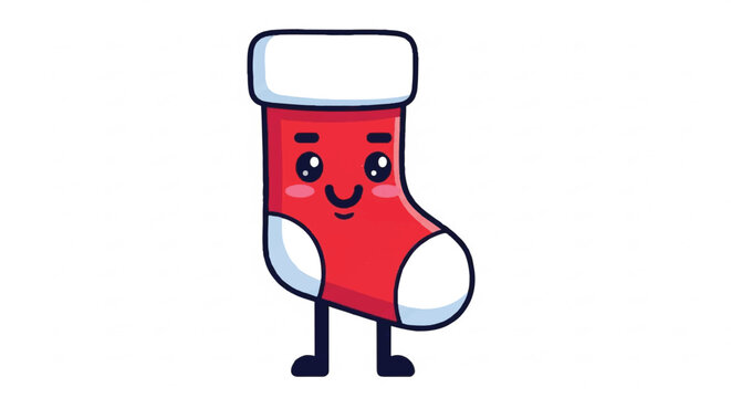Cute Cartoon Christmas Stocking Character with a Smiling Face.