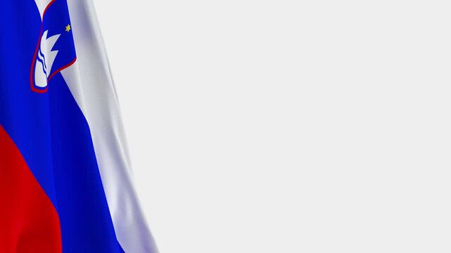 Slovenia Flag on Left Side, Waving National Symbol with Copy Space - 3D rendering