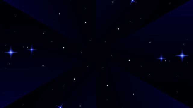 The kaleidoscope pattern with many stars shining brightly in the dark