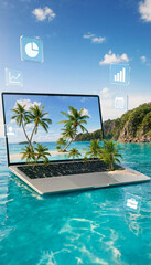 Fototapeta premium Digital Paradise: Work-Life Balance in a Tropical Escape