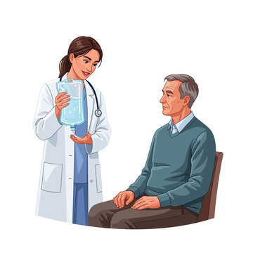 Female Nephrologist Checking Peritoneal Dialysis Fluid