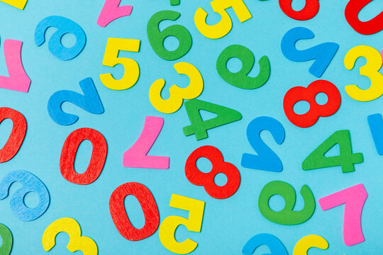 Background of numbers. Number wood block cubes for learning Mathematic, education math concept. childhood education. numbers kids. Numbers texture. Finance data concept. pattern with numbers. financia