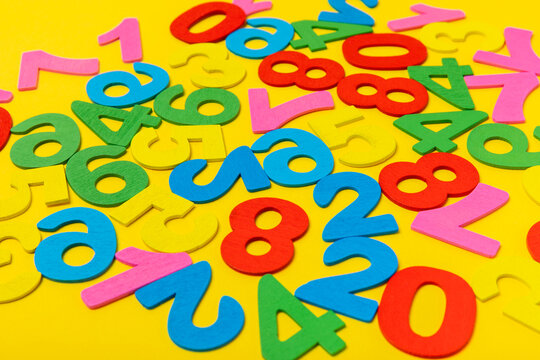 Background of numbers. Number wood block cubes for learning Mathematic, education math concept. childhood education. numbers kids. Numbers texture. Finance data concept. pattern with numbers. financia
