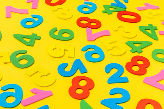 Background of numbers. Number wood block cubes for learning Mathematic, education math concept. childhood education. numbers kids. Numbers texture. Finance data concept. pattern with numbers. financia