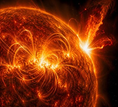 Visualization of the dynamic ever shifting magnetic fields on the surface of the sun correlating with solar flares fie png