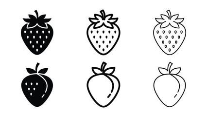 Strawberry icon silhouette vector, bold outline and line art design © MST