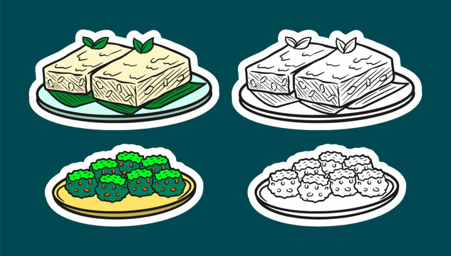 Indonesian Traditional Snacks Illustration Set