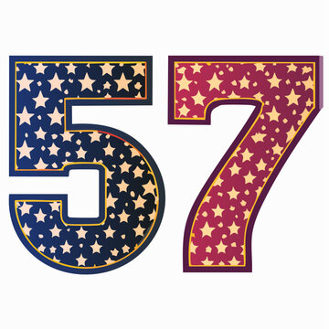 Number 57 with Star Pattern