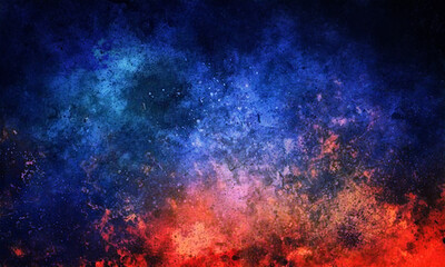 Cosmic Nebula Explosion in Deep Space with Vibrant Purple and Red Glowing Gas Clouds © Mst