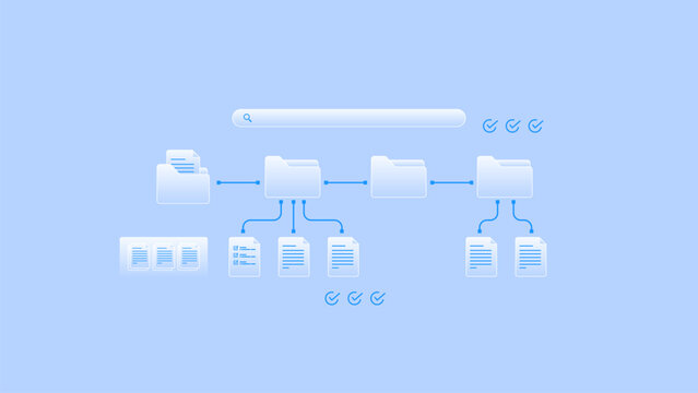 Digital document processing workflow with file management, data validation and approval automation.