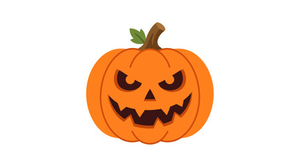 Obraz premium Spooky Halloween Jack-o'-lantern, Carved Pumpkin with Scary Face, Autumn Holiday Icon