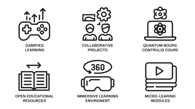 Elearning Icons Education Technology Online Learning Digital Course Line Icon Set