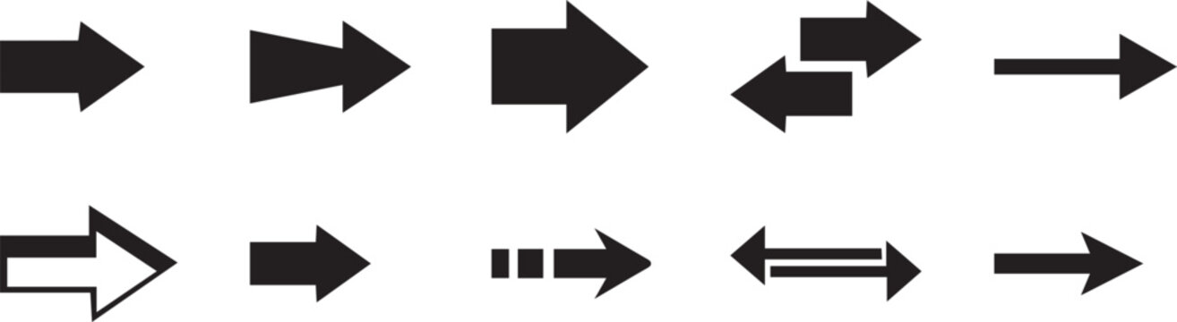 arrow icon direction vector symbol set. bold black arrow sign and symbol. 