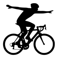 Obraz premium Cyclist balancing with arms outstretched silhouette