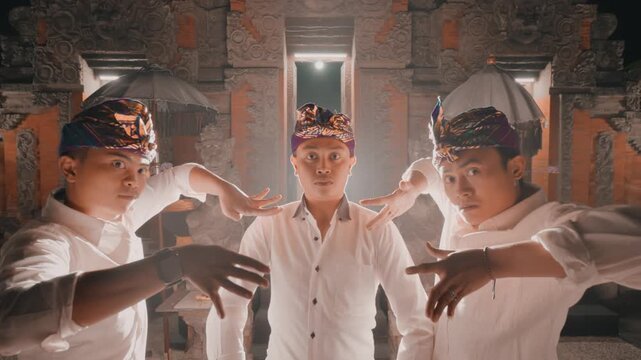 Intense Portrait of Balinese Dancers in Formation