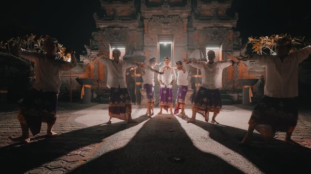 Cinematic Group Dance Performance in Bali Temple