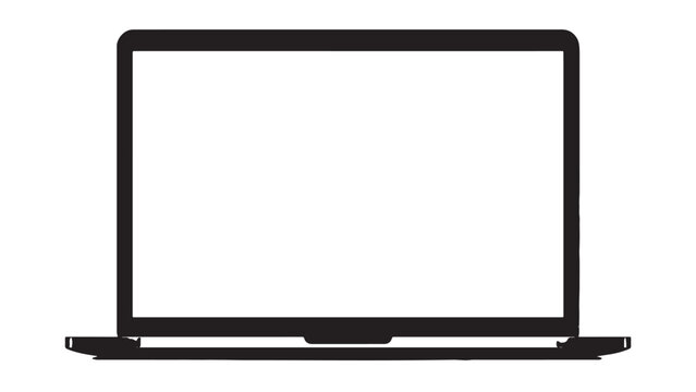 Minimalist laptop silhouette with blank screen for displaying digital interface mockups, software product demonstrations, and responsive web design presentations in professional technology marketing m