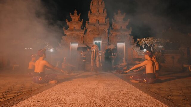 Rangda Performance with Devotees in Temple