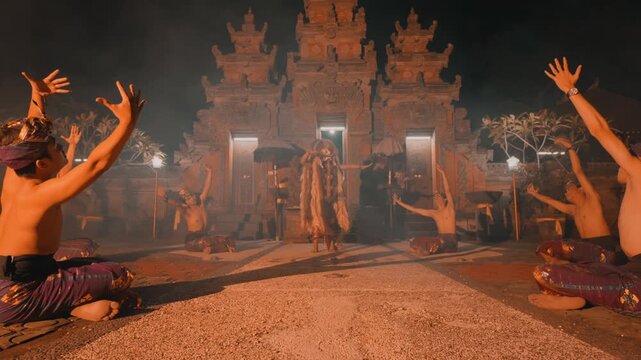 Devotees Worshipping Rangda Spirit in Smoke
