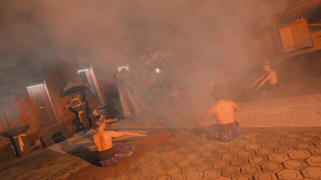 Mystical Ritual with Rangda and Seated Men