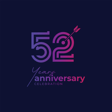 52 years anniversary logo design for celebration event. Emblem of the 52th anniversary.