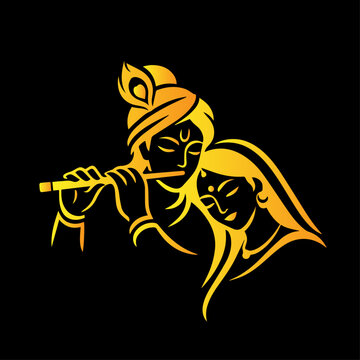 Radha Krisha Minimalist Vector Icon