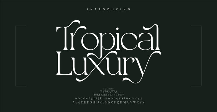 Troplical Elegant alphabet letters font logo. Typography luxury classic lettering serif fonts decorative wedding vintage retro logos, design for fashion,beauty shop and brand. vector illustration