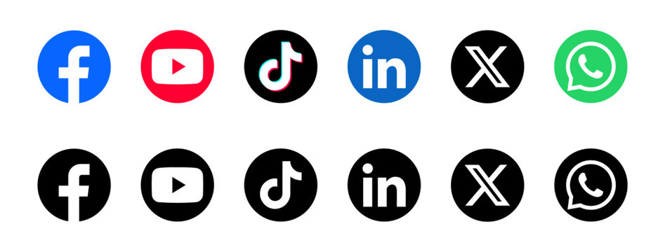 Round social media icon collection.