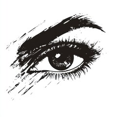 Obraz premium Eye shape brush stroke drawing black white.