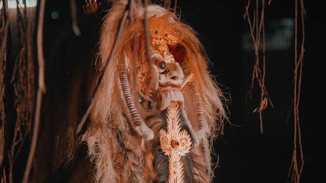 Detailed Close Up of Balinese Demon Mask