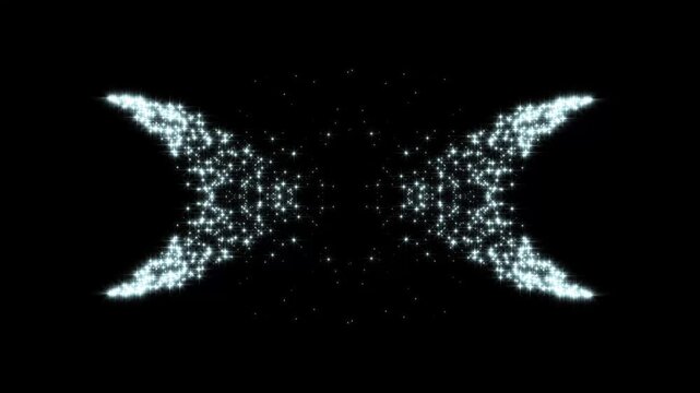 Glowing glitter stars trail line animation, particle line move light effect, magic stardust, pixie dust path, 4k Sparkle dust trail loop transition, glitte stars motion on black screen.