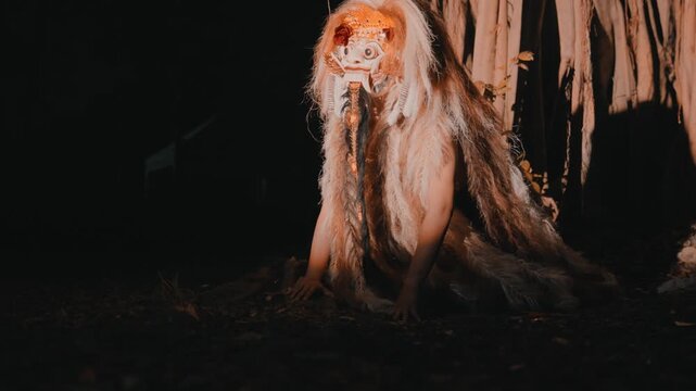 Rangda Creature Crawling on Forest Ground